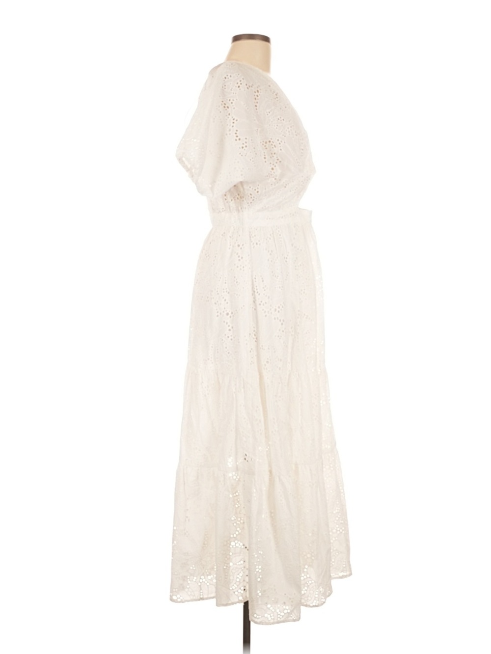 Zara Medium White Eyelet Cutout Midi Dress Boho Cottagecore NWT - Picture 4 of 7